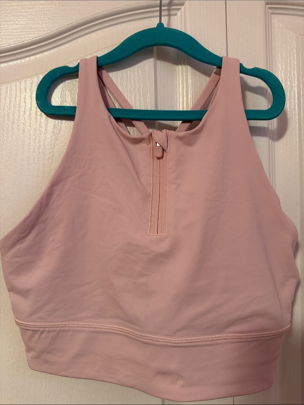 Lululemon Women’s Energy High Neck Bra with Zip Size 10 Color Pale Pink